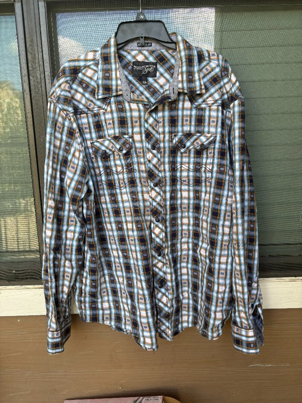 Moonshine Spirit Brad Paisley Geometric Plaid Western Snap Shirt XL